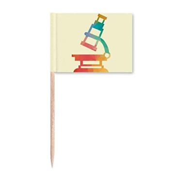 Imagem de Microscópio de desenho animado com padrão de Chestry palito de dente bandeiras marcadoras para decoração de festa