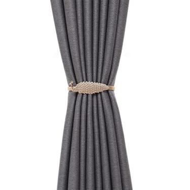 Imagem de Laços de cortina elástica de metal simples sem perfuração sem instalação de fivela de cortina porta-cortina, ouro, 1 peça