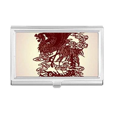 Imagem de Porta-cartões de visita com retrato de animal de fênix chinês