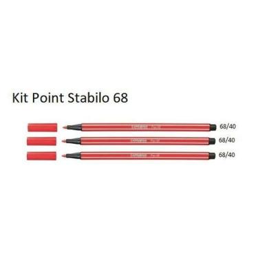Imagem de Caneta Stabilo Pen 68 Kit C/3 Unidades  Vermelha