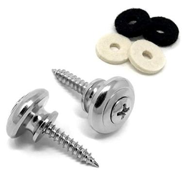 Imagem de Botões de alça de guitarra cabeça de cogumelo cromado para guitarra e baixo (2) com parafusos e arruelas de feltro | Ajuste universal para Ibanez, ESP, Schecter, Jackson e mais da VINTAGE FORGE |