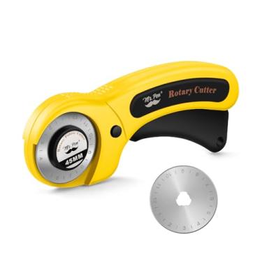 Imagem de Mr. Pen - Cortador rotativo para tecido com 1 lâmina extra, 45 mm, roda de corte de tecido, cortador rotativo de tecido, cortador rotativo de costura, ferramenta de corte rotativo
