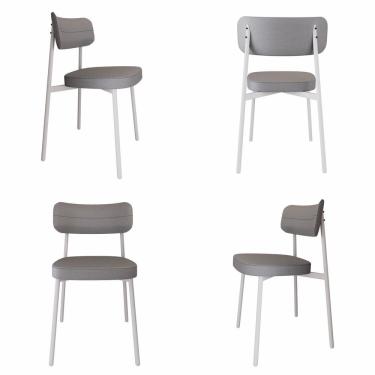 Imagem de Cadeira Alloa Fixa com 4 Pés 50 X 44,7 X 83,8 Cm com 4 Unidade Cinza Claro/Branco Epoxi