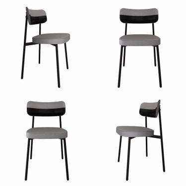 Imagem de Cadeira Fixa com 4 Pés 50 X 44,7 X 83,8 Cm com 4 Unidades Alloa Cinza Claro/Preto/Preto Epoxi