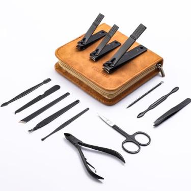 Imagem de FAMILIFE Conjunto de manicure, kit de manicure profissional, conjunto de ferramentas de pedicure de aço inoxidável, kit de ferramentas de pedicure com estojo de viagem de couro para mulheres e homens