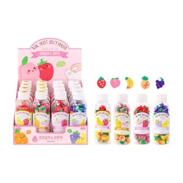 Imagem de 4 peças, versão coreana, borrachas para garrafas, frutas, bebidas, borracha criativa, simulação de frutas, borrachas