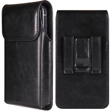 Imagem de YQODSZ Coldre para celular Samsung Galaxy Z Fold 5 2023/ Z Fold 4 2022 com clipe de cinto, bolsa de couro PU clássica com alça de cinto, fecho magnético, capa coldre para celular para Z Fold 5 - Preto