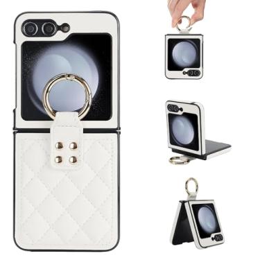 Imagem de Asuwish Capa de telefone para Samsung Galaxy Z Flip 6 5G 2024 capa com anel fino à prova de choque capa protetora de couro PU resistente acessórios para celular ZFlip6 Z6 G Flip6 6Z mulheres meninas