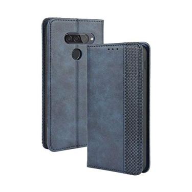 Imagem de Capa para LG Q70, capa flip carteira com suporte de couro para LG Q70, capa magnética retrô para celular, capa carteira de telefone com compartimentos para cartões
