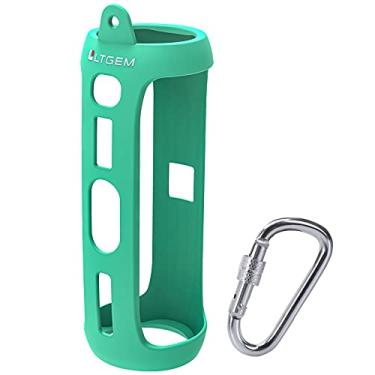 Imagem de LTGEM Capa de viagem de silicone compatível com JBL FLIP 5 alto-falante portátil à prova d'água com mosquetão extra - azul-petróleo