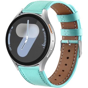 Imagem de DEALELE Pulseiras de substituição de couro impressas de 20 mm compatíveis com Samsung Galaxy Watch 6/6 Classic/5/5 Pro/4/4 Classic/3 de 41 mm/Active 2, 20mm, Couro