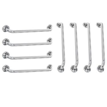 Imagem de Alça de Apoio 60cm Barra Inox Kit 8 Unidades Idoso Gestante Deficiente