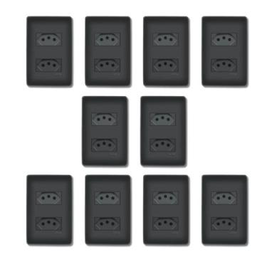 Imagem de 10 Tomadas Preta 2P+T Distanciadas 20A/250V Com Placa Habitat Black - 