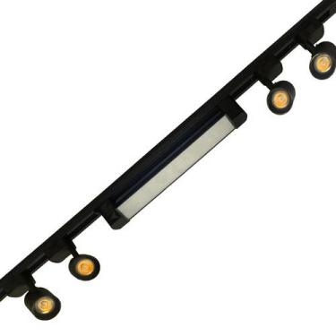 Imagem de Kit 1 Luminária Difusa 15w + 4 Spots 7w Led + Trilho 1m Cor Preto Bivo