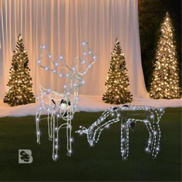Imagem de Casal Armação Rena Fêmea Com Movimento Led Enfeite Decoração Natal par