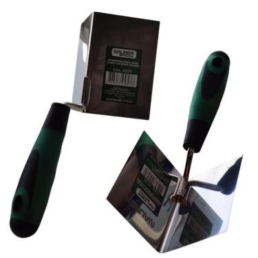 Imagem de Kit desempenadeira inox canto interno externo massa drywall steel wood