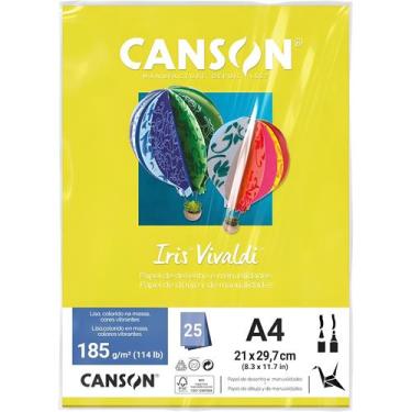 Imagem de Pct Papel Iris Vivaldi 25fls A4 185gr Canson Escolha a Cor, AMARELO CA