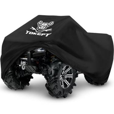 Imagem de Tokept Capa para quadriciclo, capa protetora de tecido Oxford preto resistente à prova d'água 4 rodas para Kawasaki Honda Polaris Yamaha de 100 polegadas (250 cm C x 100 cm L x 118 cm A)