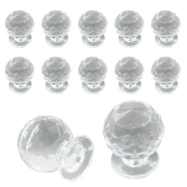 Imagem de Kemcatui 12 peças mini puxadores de acrílico transparentes, adequados para cômoda, armário, porta e outros móveis pequenos (15 mm, redondo)