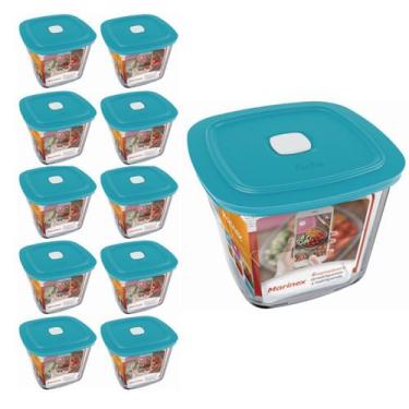 Imagem de Pote Vidro Quadrado Alto Facilita  Com Tampa 1L Marinex 10Un - NADIR F