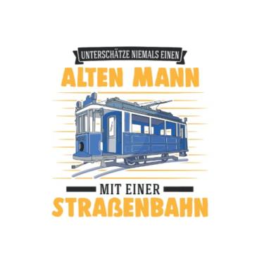 Imagem de Straßenbahn Notizbuch: Straßenbahn Alter Mann Tram S-Bahn / 6x9 Zoll / 120 karierte Seiten