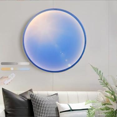 Imagem de Luminária de parede redonda com controle remoto, 3 cores, regulável, moderna, LED, iluminação noturna, para ambientes internos, montada na parede, luminária de teto, aparência, arte de pared