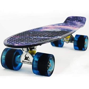 Imagem de Skate, jovens, 56 cm, mini cruzador, retrô, estrelado, adultos, skates para crianças, meninos, meninas, iniciantes, crianças, adolescentes, cães de 5 anos (galáxia roxa)