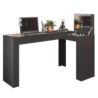 Imagem de Escrivaninha Em L Com Penteadeira JADE Star Plus Preto Mobler