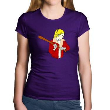 Imagem de Baby Look Algodão Baseball Girl - Foca na Moda, Roxo, G