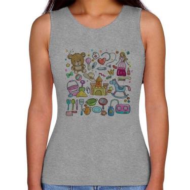 Imagem de Regata Feminina Brinquedos - Foca na Moda, Cinza, GG