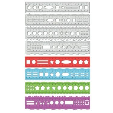 Imagem de UNICRAFTALE 1 peça de régua de bordas irregulares, moldes de corte, ferramentas de medição de metal, molde de aço inoxidável, reutilizável, molde de corte, estêncil, estêncil para estêncil, marcador