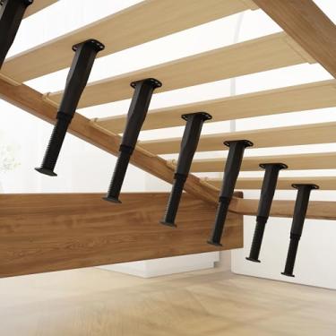 Imagem de amusediy Substituição de pernas de suporte de cama ajustável - Kit estabilizador de cama universal, evita flacidez e colapso para camas queen/king/plataforma com ajuste de altura de precisão (4 peças