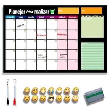 Imagem de Quadro Lousa Planejador Mensal/Planejamento Semanal/Planner/Planner Parede 40x60 Metal - Quadro Branco 2 canetas e 12 imãs (PRETO, 40x60)
