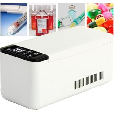 Imagem de Caixa Térmica De Geladeira De Insulina De Grande Capacidade, Minigeladeira Portátil Para Viagem De Carro, Refrigerador E Aquecedor, Carregamento Usb, Com Bateria, 2 Battery
