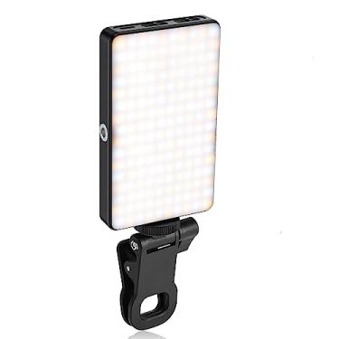 Imagem de Luz de câmera de celular de encaixe, luz de vídeo recarregável de 160 LEDs, temperatura de cor ajustável 2500K-6500K luz de preenchimento de vídeo ao vivo