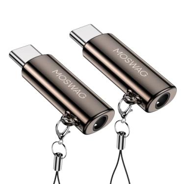 Imagem de MOSWAG Adaptador de fone de ouvido USB C para 3,5 mm, tipo C, adaptador de fone de ouvido, dongle de áudio, microfone auxiliar, chip DAC de alta resolução, compatível com Samsung Galaxy S23 S22 Pixel