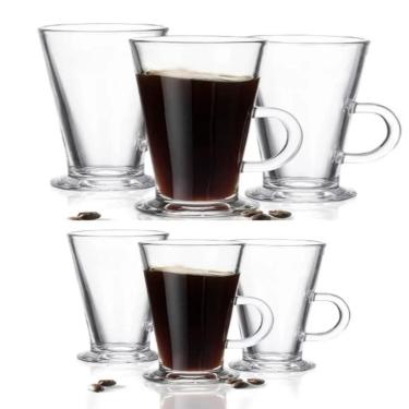 Imagem de Jogo 6 Xicaras Caneca Capuccino Kit Taca Cafe Copo Alto Torre Expresso Chocolate Conjunto Dolce Gusto Grande 265ml