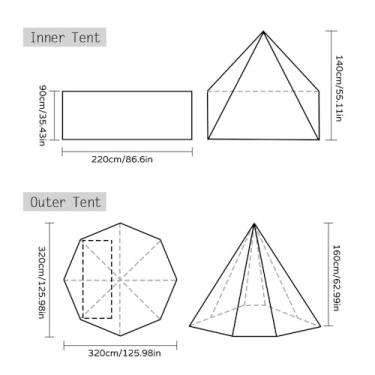 Imagem de Tenda tenda tenda de tenda ao ar livre tenda de acampamento de pirâmide Ultra Ultra Lightweight Compact Pessoa única Tipi Hot Ten para acampar para caminhadas de mochila verde (Bege)