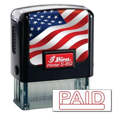 Imagem de Shiny Carimbo de borracha autotintado com carimbo pago, área de impressão de 1,27 cm x 3,5 cm, tinta vermelha, recarregável