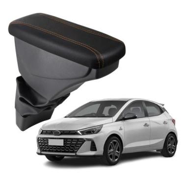 Imagem de Apoio De Braço Hyundai Hb20s Couro Preto Costura Laranja - GPI Automot