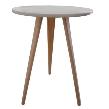 Imagem de Mesa Lateral De Canto E Apoio Redonda Pé Palito Karina 68 Cm off White