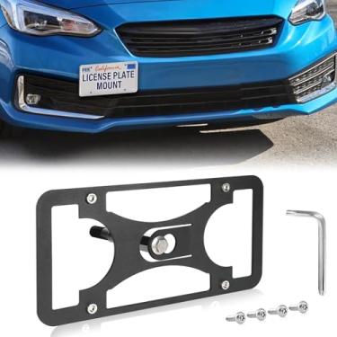 Imagem de Moldura frontal sem broca compatível com Subaru Impreza | 2017-2023 Suporte de gancho de reboque para placa de carro antifurto Capas de etiqueta de carro à prova de ferrugem, acessórios de carro à