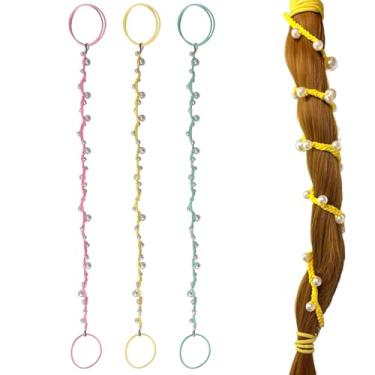 Imagem de Lindas gravatas de cabelo de pérola para mulheres, trançadas à mão, esportivas, rabo de cavalo, para treino, uso diário, praia, natação, surfe, mergulho, acessórios de cabelo livres de emaranhados