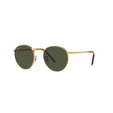 Imagem de Óculos de Sol Ray-Ban New Round 0RB3637 919631 Tam 50 / Ouro - Lentes Verde