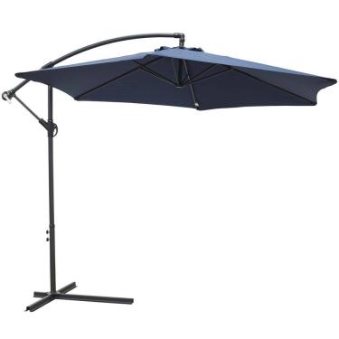Imagem de Ombrelone Lateral Suspenso 3M Jardim de Alumínio com Base Manivela Capa Azul Importway IWOBLC-300AZ
