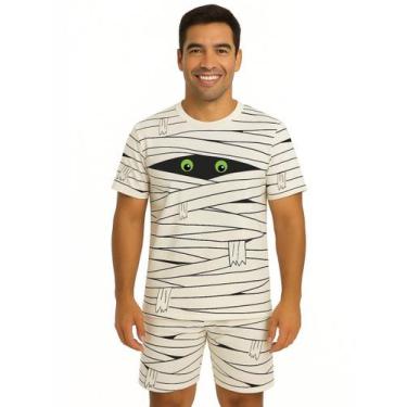 Imagem de Conjunto Adulto Fantasia Temática Múmia Com Camiseta e Short - Calupa,