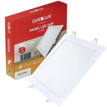 Imagem de 4 Plafon Painel Quadrado Led Embutir 24w Branco Neutro 4000k - Ourolux