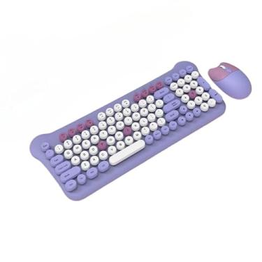 Imagem de Teclado E Mouse Sem Fio 2.4ghz Receptor Usb(ROXO)