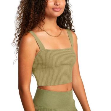 Imagem de Top Cropped Slim Fitness Tecido Ribanado Feminino Casual, Bege, P
