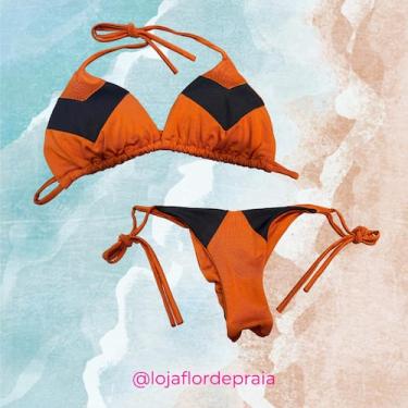 Imagem de Conjunto Biquíni Ibiza Marrom e Preto - Flor de Praia